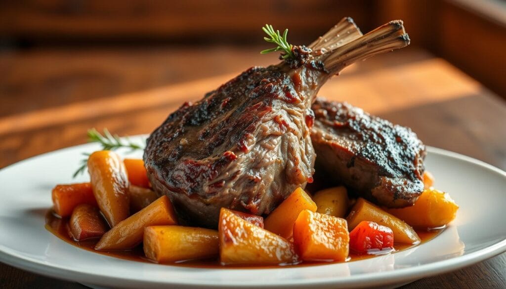 Delicious Braised Lamb Shank with Root Vegetables Delicious Braised Lamb Shank with Root Vegetables